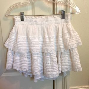 White mini ruffle skirt